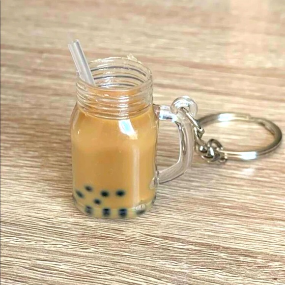 Boba Milk Tea Resin Charm Keychain - New With Tags - Picture 3 of 8